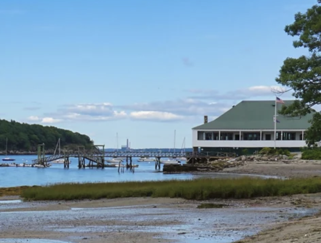 The TEIA event building on the Peaks Island shore